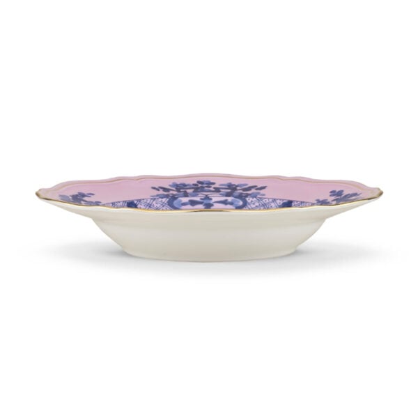 GINORI-OrienteItal-AZALEA-003RG00-FPT210010240G00124500-3-1200x1200-100KB Ginori 1735 Oriente Italiano Azalea Soup Plate shown on table | Kneen & Co