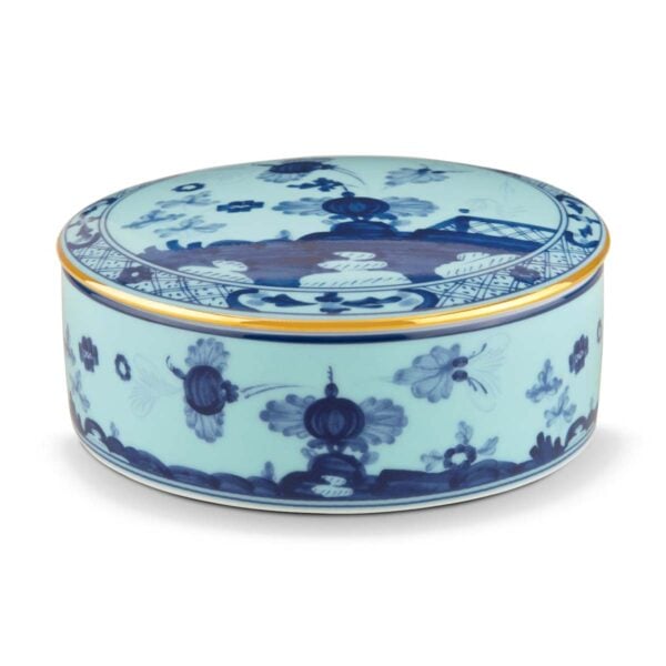 Ginori 1735 Tesori Large Round Trinket Box in Oriente Italiano Iris | Kneen & Co