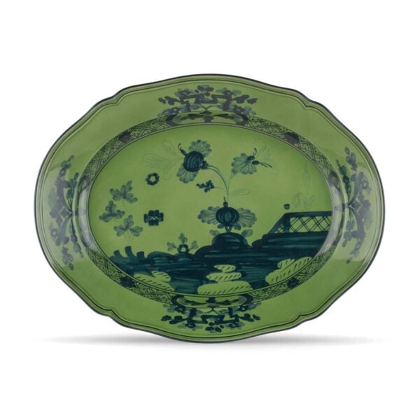 GINORI-OrienteItal-MALACHITE-003RG00-FVS130010385G00123600-1200x1200-100KB Ginori 1735 Oriente Italiano Malachite Oval Flat Platter 15” | Kneen & Co