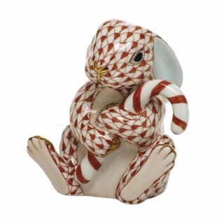 Herend Holiday Candy Cane Bunny in Rust | Kneen & Co