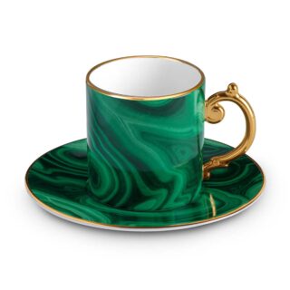 L'Objet Malachite Espresso Cup & Saucer | Kneen & Co