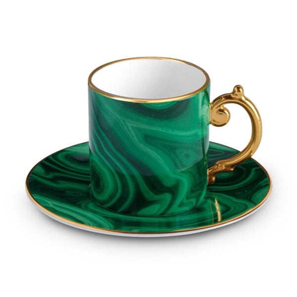 L'Objet Malachite Espresso Cup & Saucer | Kneen & Co