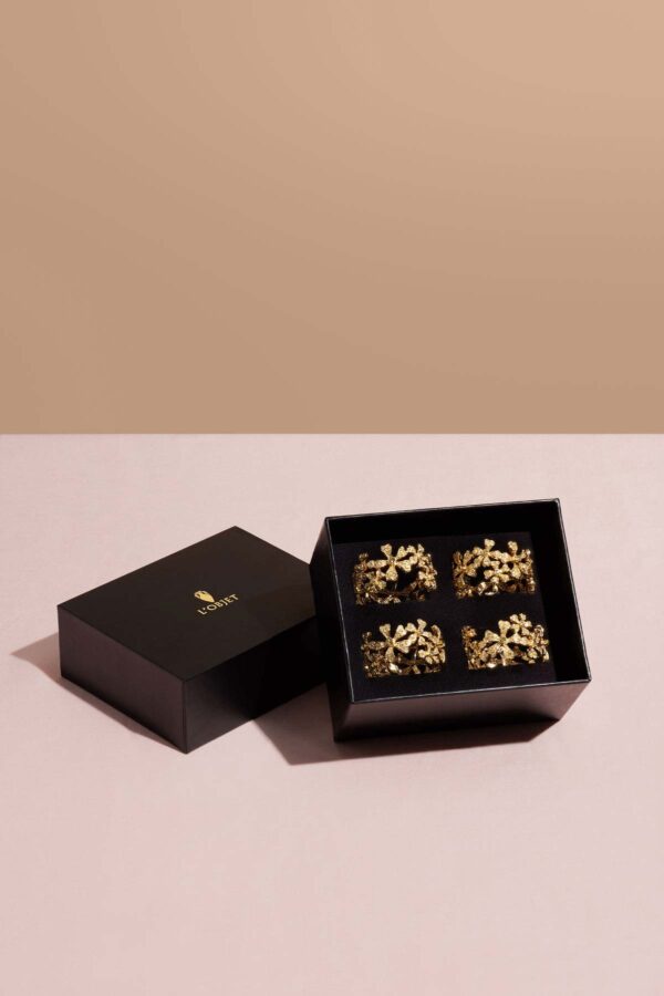 L'Objet Garland Napkin Jewels in Gold - Set of 4 | Kneen & Co