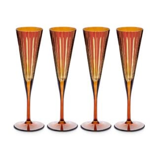 L'Objet Prism Amber Champagne Flutes - Set of 4 | Kneen & Co