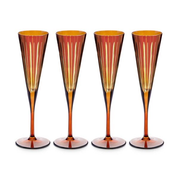 L'Objet Prism Amber Champagne Flutes - Set of 4 | Kneen & Co