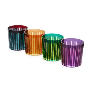 L'Objet Prism Assorted Double Old Fashioned Glasses - Set of 4 | Kneen & Co