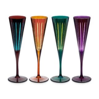 L'Objet Prism Assorted Champagne Flutes - Set of 4 | Kneen & Co