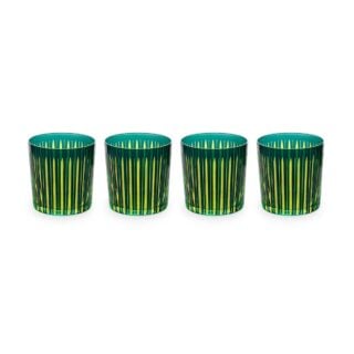 L'Objet Prism Green Double Old Fashioned Glasses - Set of 4 | Kneen & Co