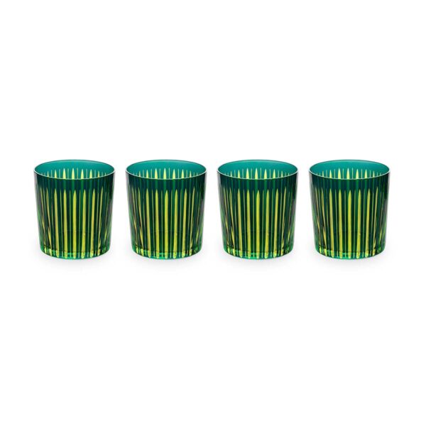 L'Objet Prism Green Double Old Fashioned Glasses - Set of 4 | Kneen & Co
