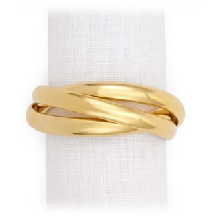 L'Objet Three Ring Napkin Jewels in Gold - Set of 4 | Kneen & Co