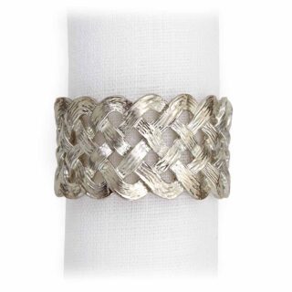 L'Objet Braid Napkin Jewels in Platinum - Set of 4 | Kneen & Co