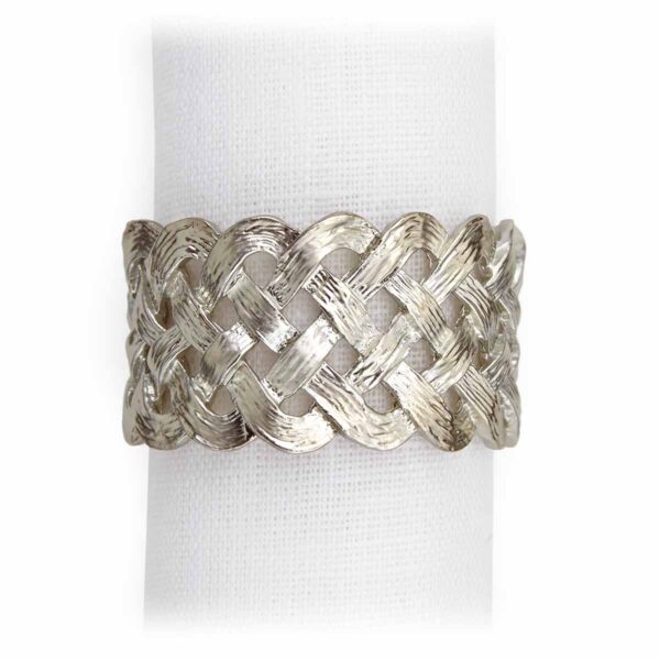 L'Objet Braid Napkin Jewels in Platinum - Set of 4 | Kneen & Co