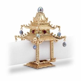 L'Objet Pagoda Napkin Jewels in Gold - Set of 2 | Kneen & Co
