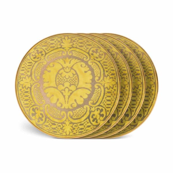 L'Objet Fortuny Orsini Yellow Dessert Plate – Set of 4 | Kneen & Co