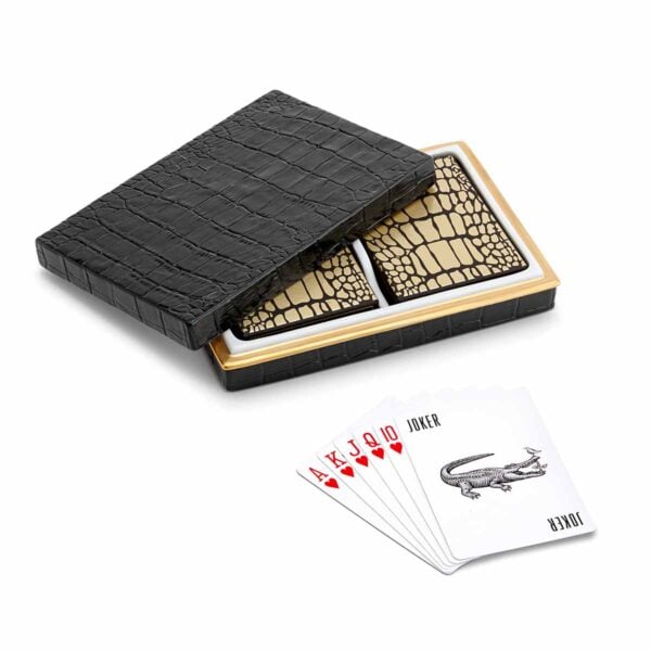 LOBJET-XFortuny-GAMES-G210c-1200x1200-100KB L'objet Crocodile Gold Playing Cards (Two Decks) | Kneen & Co