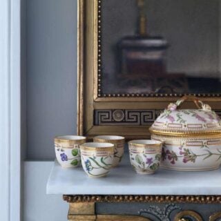 RC-FloraDanicaTureen-Cups-1200w-100KB Royal Copenhagen Flora Danica Collection mood image | Kneen & Co