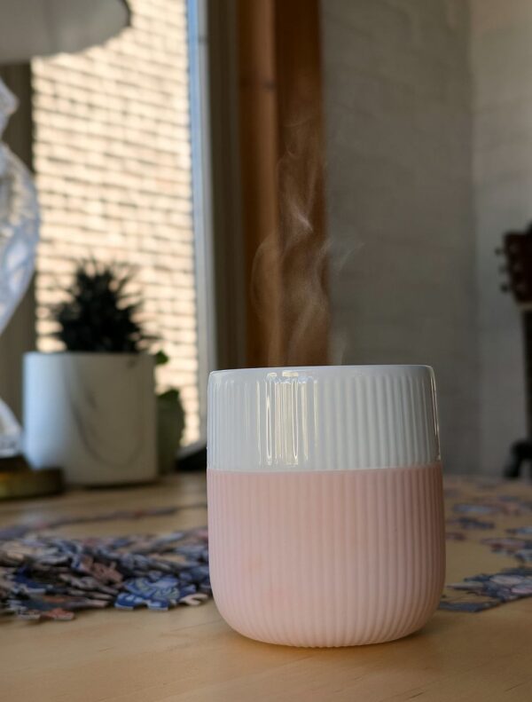 Royal Copenhagen Fluted Contrast Mug steaming in the morning light