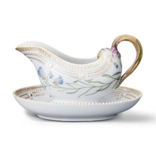 Royal Copenhagen Flora Danica Sauce Boat on Dish | Kneen & Co