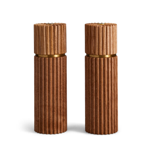 SP1300a L'Objet Ionic Salt and Pepper Mill in Natural Oak - Set of 2 | Kneen & Co