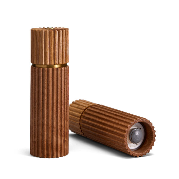 SP1300b L'Objet Ionic Salt and Pepper Mill in Natural Oak - Set of 2 | Kneen & Co
