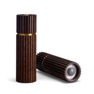 L'Objet Ionic Salt and Pepper Mill in Smoked Oak - Set of 2 | Kneen & Co