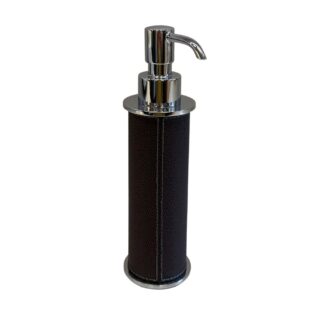 Positano Small Soap Dispenser in Lava Leather with Chrome | Kneen & Co