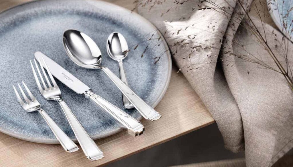 Sterling silver flatware five-piece place setting from Robbe & Berking Art Deco collection
