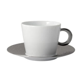 Bernardaud Ecume Platinum Tea Cup and Saucer | Kneen & Co