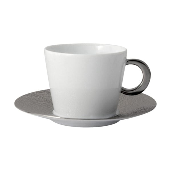 Bernardaud Ecume Platinum Tea Cup and Saucer | Kneen & Co