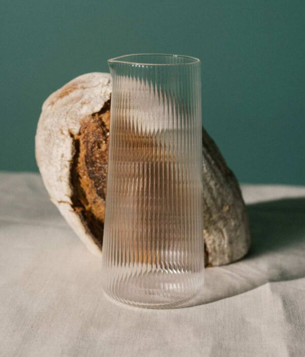 R+D-Lab-Luisa500mL-CarafeMillerighe-1-1200w-100KB R+D.Lab Luisa 500 ml Carafe with Millerighe Finish Lifestyle shot.