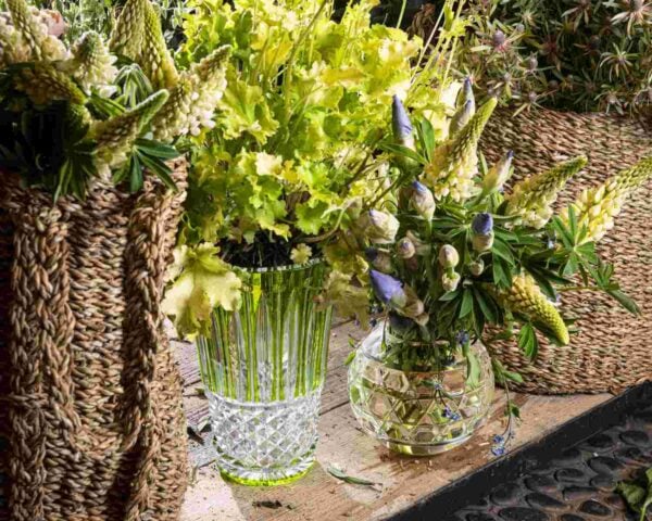 Saint Louis Crystal Vases with greenery | Kneen & Co