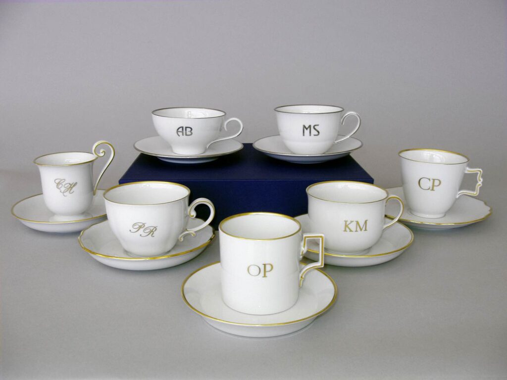Augarten Custom Monogram Teacups Coffee Cups | Kneen & Co