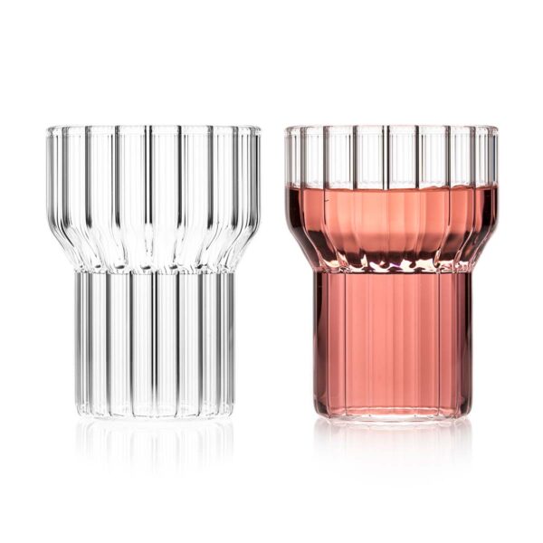 Minimalist white studio background with Fferrone Boyd Medium Glass in fluted borosilicate glass | Kneen & Co
