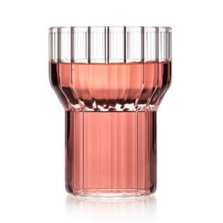 Minimalist white studio background with Fferrone Boyd Medium Glass in fluted borosilicate glass | Kneen & Co