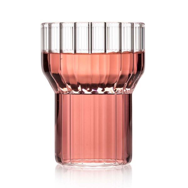 Minimalist white studio background with Fferrone Boyd Medium Glass in fluted borosilicate glass | Kneen & Co