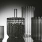 Dramatic moody studio setting with Fferrone Dearborn Ice Bucket in fluted borosilicate glass | Kneen & Co