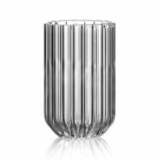 FERRONE-Dearborn-EspressoShotGlass-DBSH-HR-0-1200×1200-100KB Clean white studio background with Fferrone Dearborn Espresso Shot Glass in fluted borosilicate glass featuring a clear ribbed texture | Kneen & Co