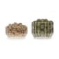 Clean white studio background with Fferrone Dearborn Medium and Large Bowls in fluted borosilicate glass filled with almonds and green olives | Kneen & Co