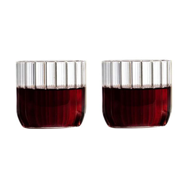 Minimalist white studio background with Fferrone Dearborn Wine Glasses in fluted borosilicate glass | Kneen & Co