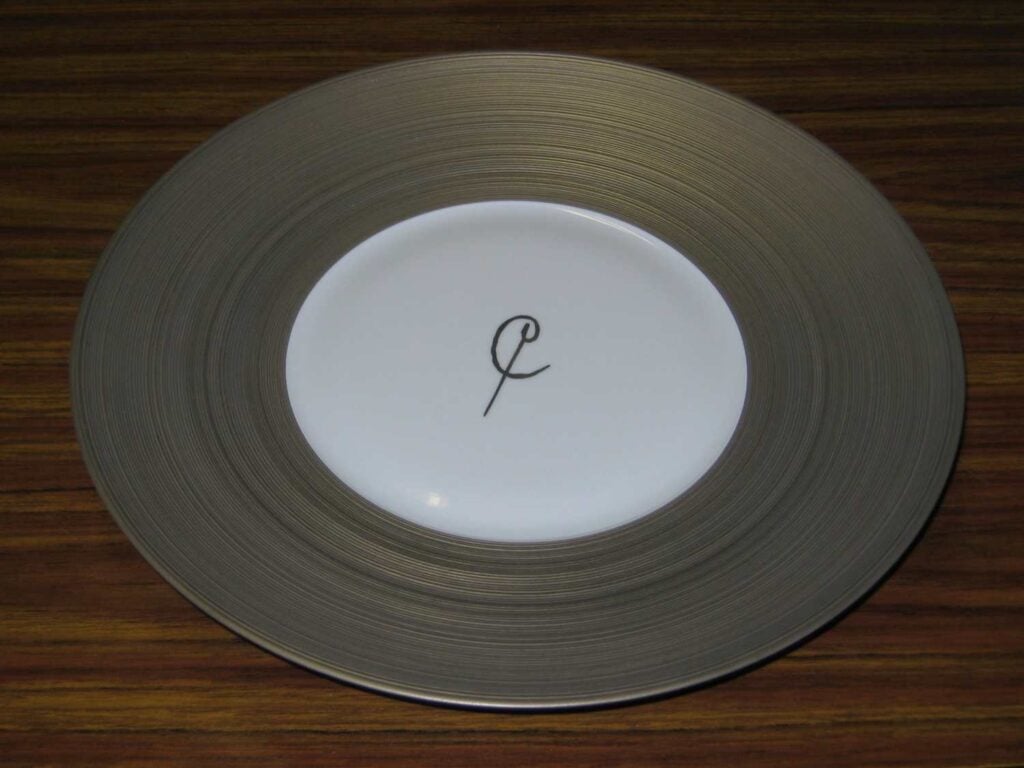 JL Coquet Custom Monogram Hemisphere Dinner Plate | Kneen & Co