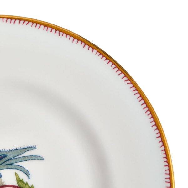 701587190299-Wedgwood-Mythical Creatures-Plate 15pt5cm-6in-detail2-1200x1200-100KB Close-up studio shot with Wedgwood Kit Kemp Mythical Creatures Bread Plate in fine bone china featuring whimsical animal illustrations and gold rim detailing | Kneen & Co