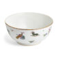 Close-up studio shot with Wedgwood Mythical Creatures salad bowl in fine bone china featuring whimsical animal illustrations and gold rim detailing | Kneen & Co