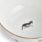 Close-up studio shot with Wedgwood Mythical Creatures salad bowl in fine bone china featuring whimsical animal illustrations and gold rim detailing | Kneen & Co