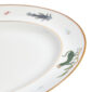 Close-up studio shot with Wedgwood Kit Kemp Mythical Creatures Oval Platter in fine bone china featuring whimsical animal illustrations and gold rim detailing | Kneen & Co