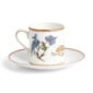 Close-up studio shot with Wedgwood Kit Kemp Mythical Creatures Coffee Cup and Saucer in fine bone china featuring whimsical animal illustrations and gold rim detailing | Kneen & Co