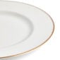 Close-up studio shot with Wedgwood Kit Kemp Mythical Creatures Dinner Plate in fine bone china featuring whimsical animal illustrations and gold rim detailing | Kneen & Co