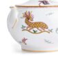 Close-up studio shot with Wedgwood Kit Kemp Mythical Creatures Sugar Pot with Cover in fine bone china featuring whimsical animal illustrations and gold rim detailing | Kneen & Co