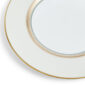 Close-up shot of Wedgwood Helia Dinner Plate featuring neoclassical design finished with 22-carat gold detailing | Kneen & Co