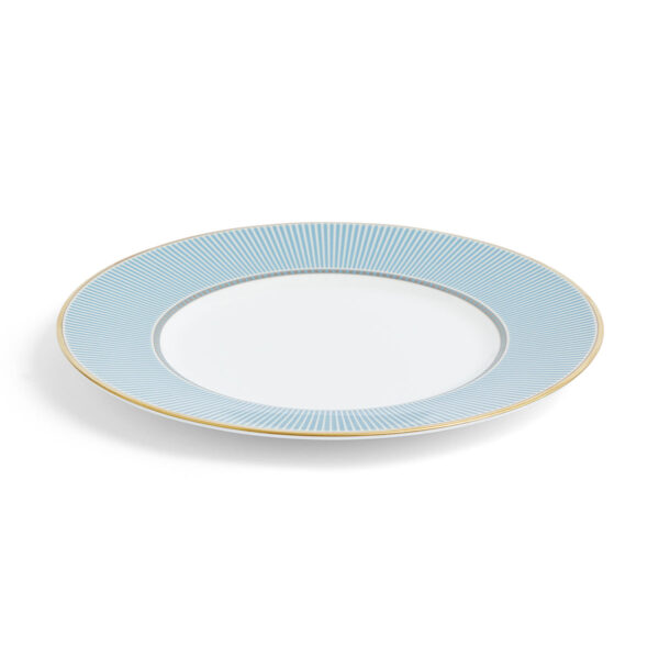 701587471619-Wedgwood-Helia-Plate-22.8cm-8.9in-angle-1200x1200-100KB Close-up shot of Wedgwood Helia Salad Plate featuring neoclassical design finished with 22-carat gold detailing | Kneen & Co