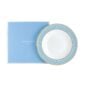 Wedgwood Helia Rim Soup Bowl with Wedgwood’s signature blue gift box featuring neoclassical design finished with 22-carat gold detailing | Kneen & Co